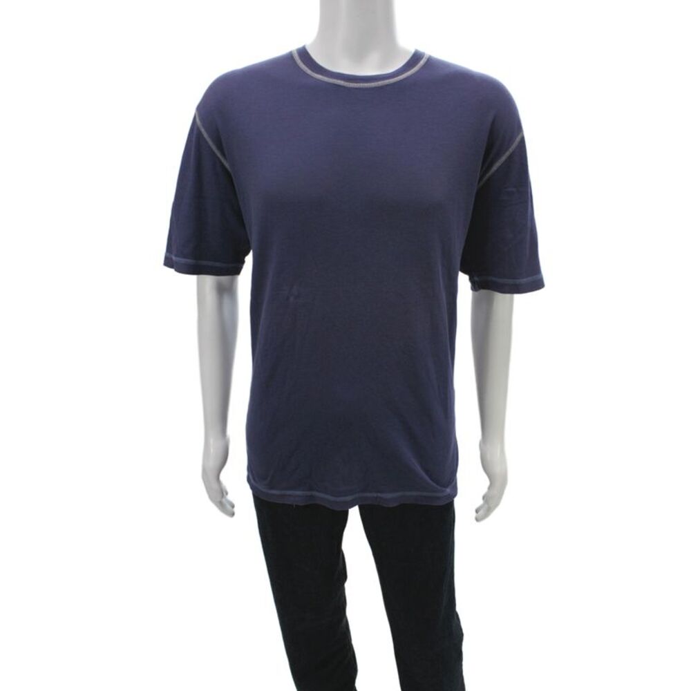 Zegna Sport Mens Basic T-Shirt Blue 100% Cotton Crew Neck Short Sleeve Size XL